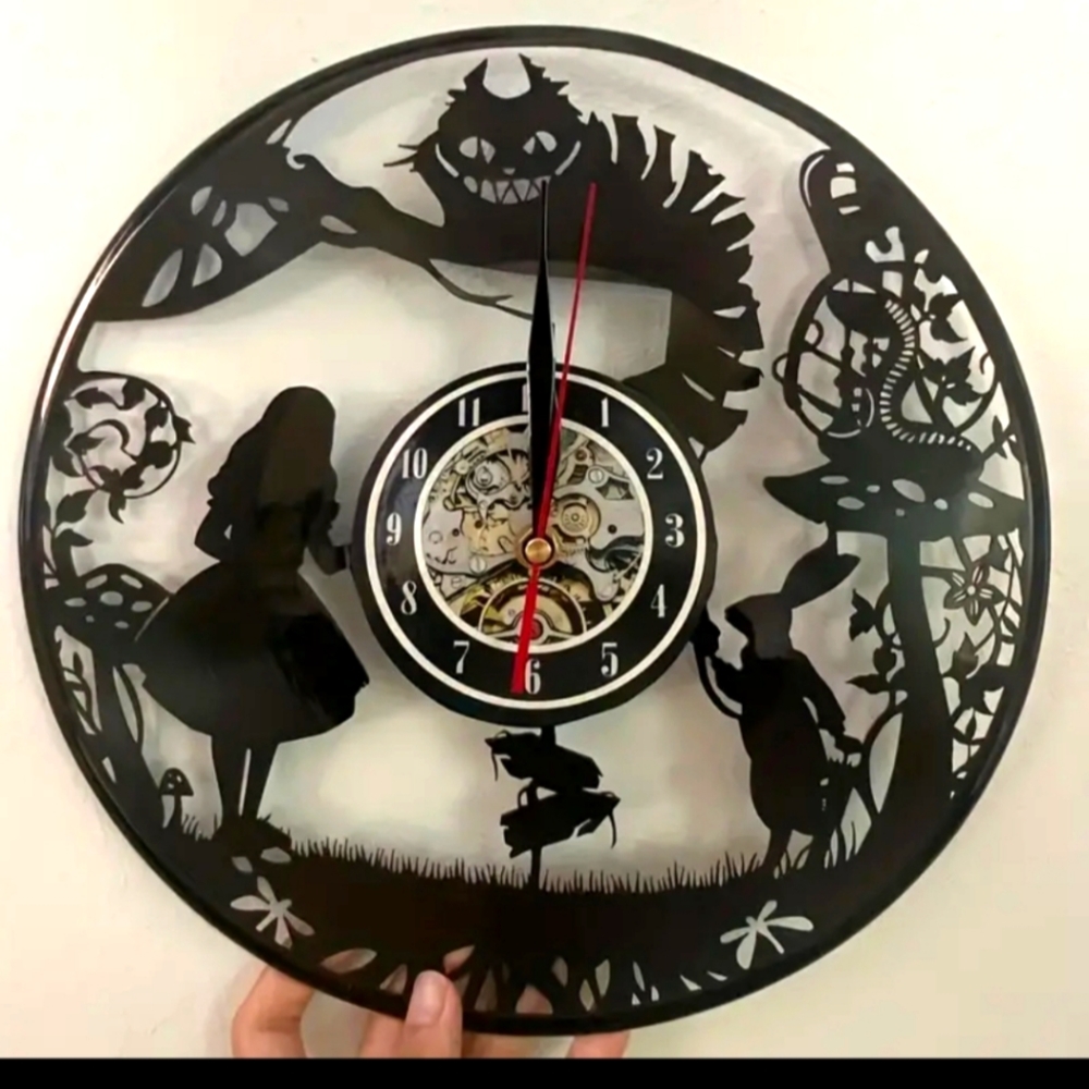 Alice in wonderland vinyl record wall clock